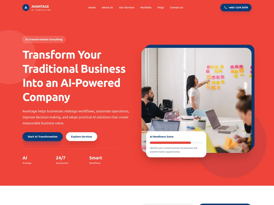 Avantage Home page design preview