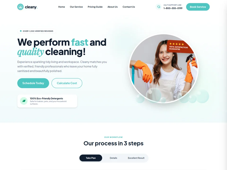 Cleany Home page design preview