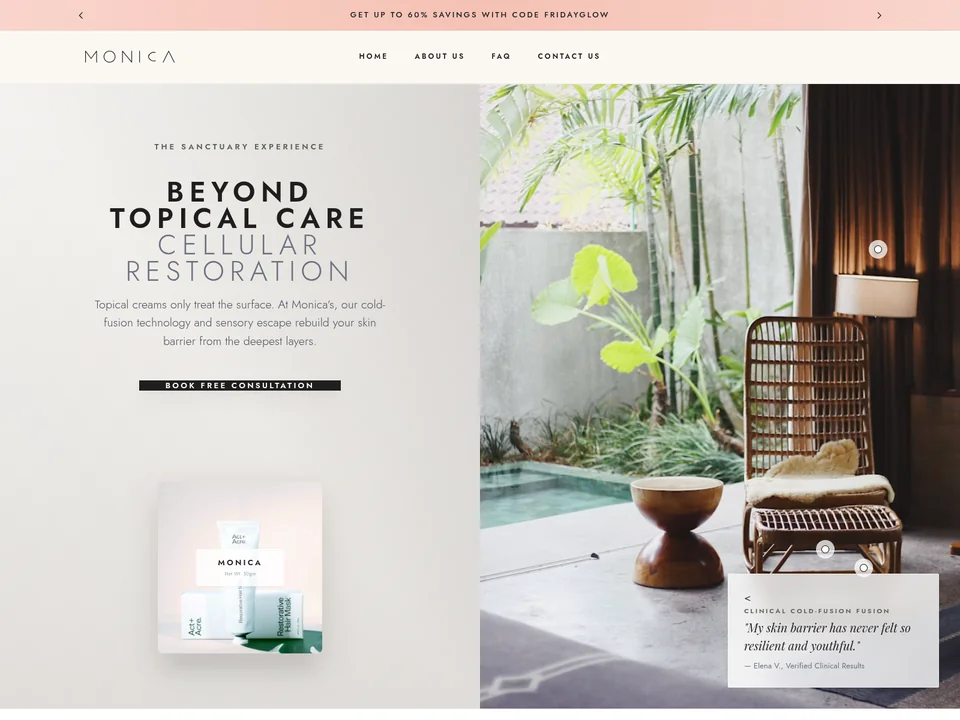 Monica Home page design preview
