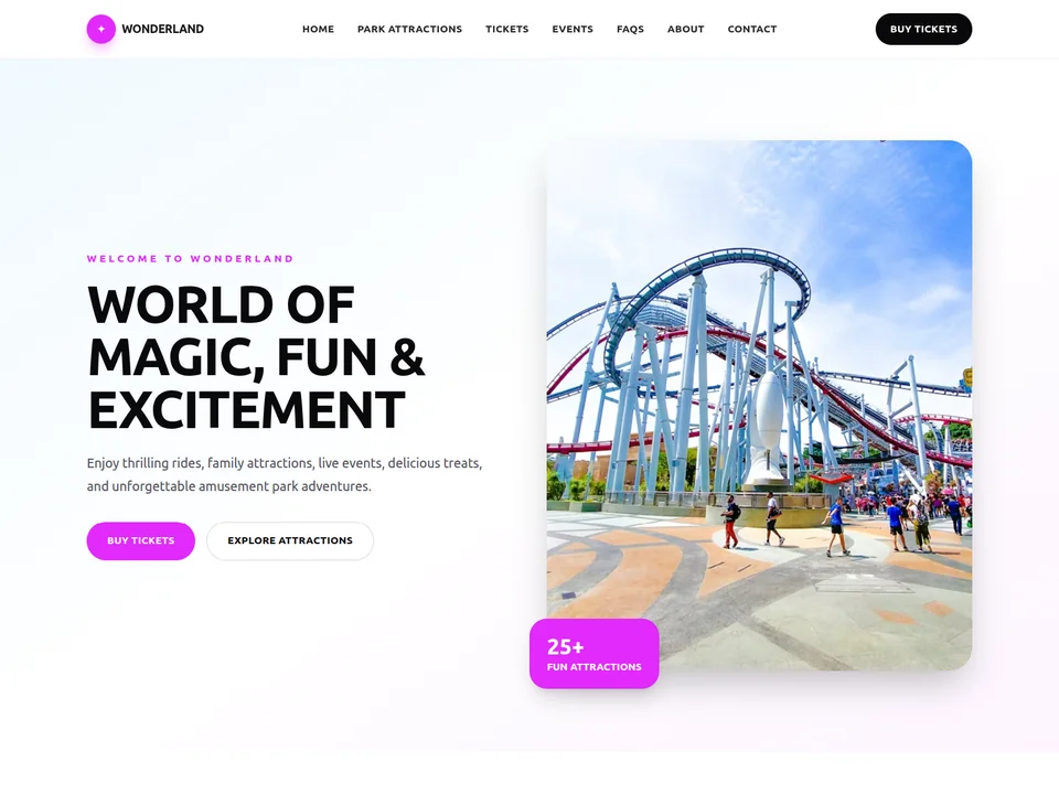 Wonderland Home page design preview
