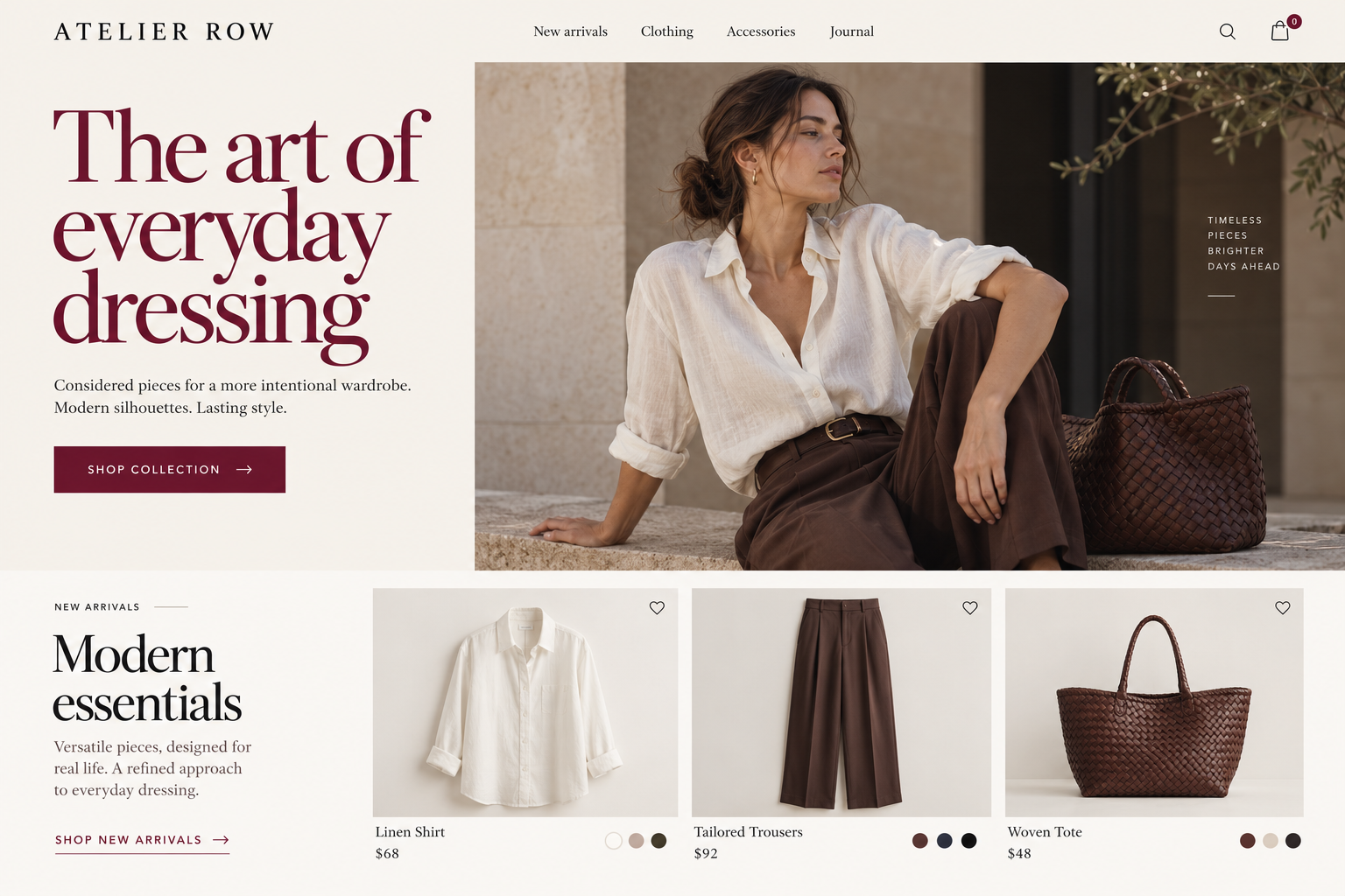 Atelier Row Home page design preview