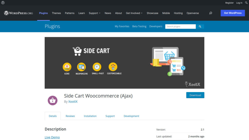 Side Cart Woocommerce WordPress plugin site