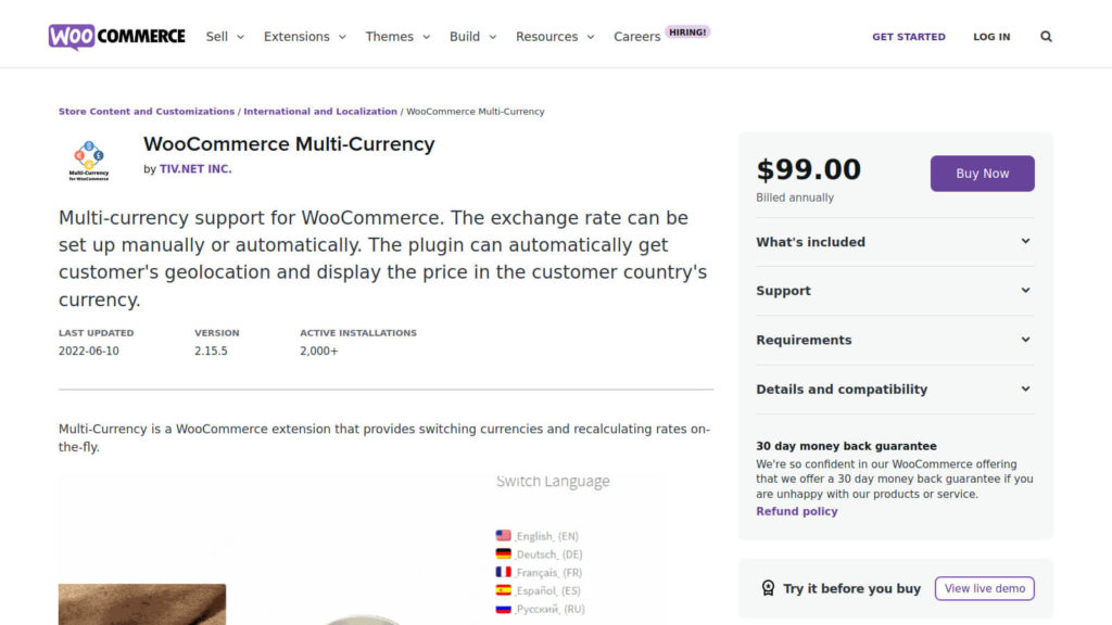 WooCommerce Multi-Currency WordPress plugin site