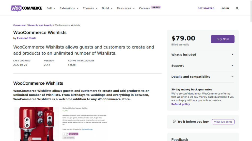 WooCommerce Wishlists WordPress plugin site