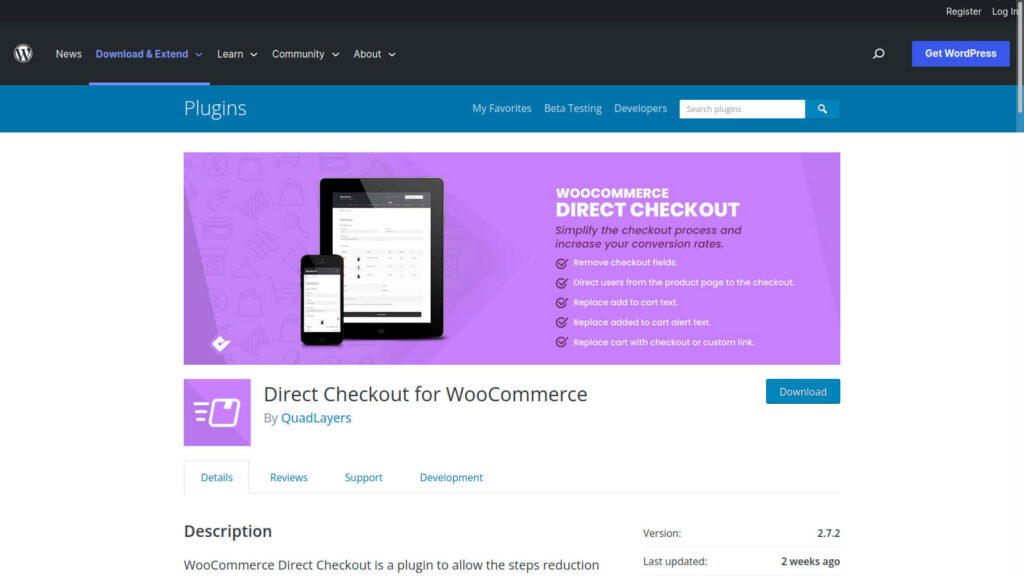 Direct Checkout for WooCommerce WordPress plugin site