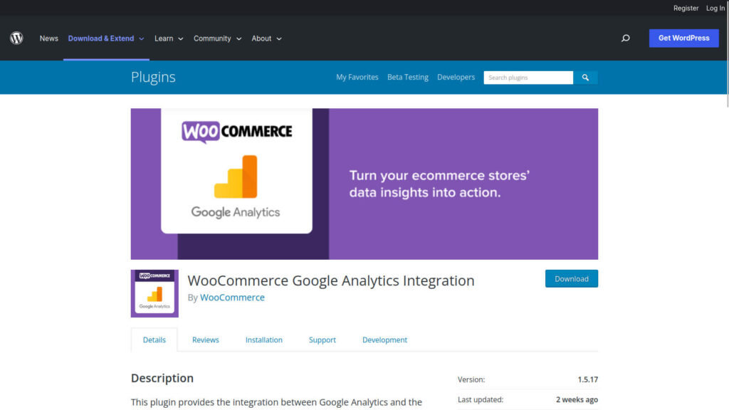 WooCommerce Google Analytics Integration WordPress plugin site