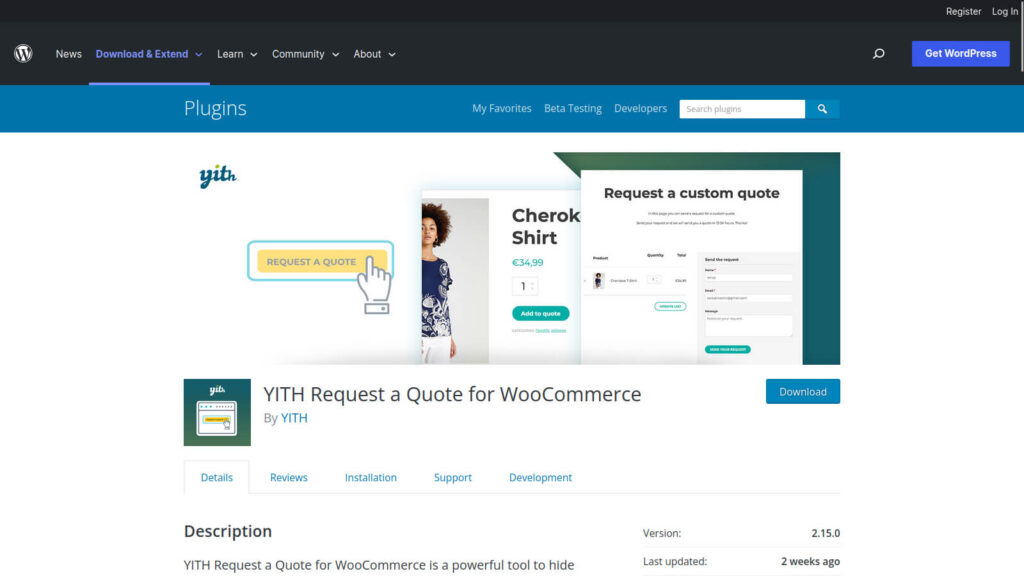 YITH Request a Quote for WooCommerce WordPress plugin site