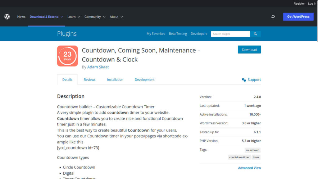 Countdown & Clock Site WordPress plugin site