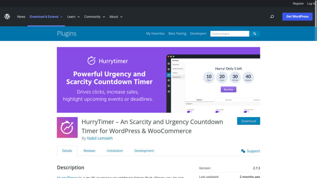 HurryTimer WordPress plugin site