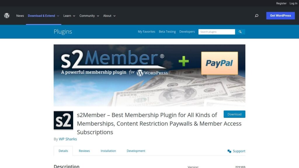 S2 Member WordPress plugin site