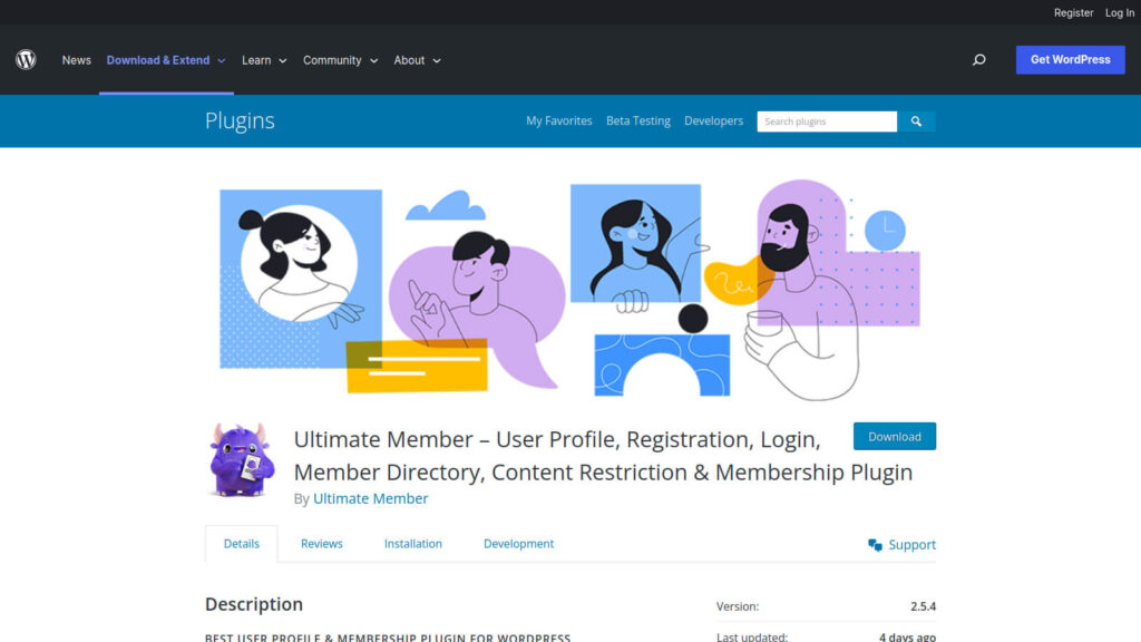Ultimate Member WordPress plugin site