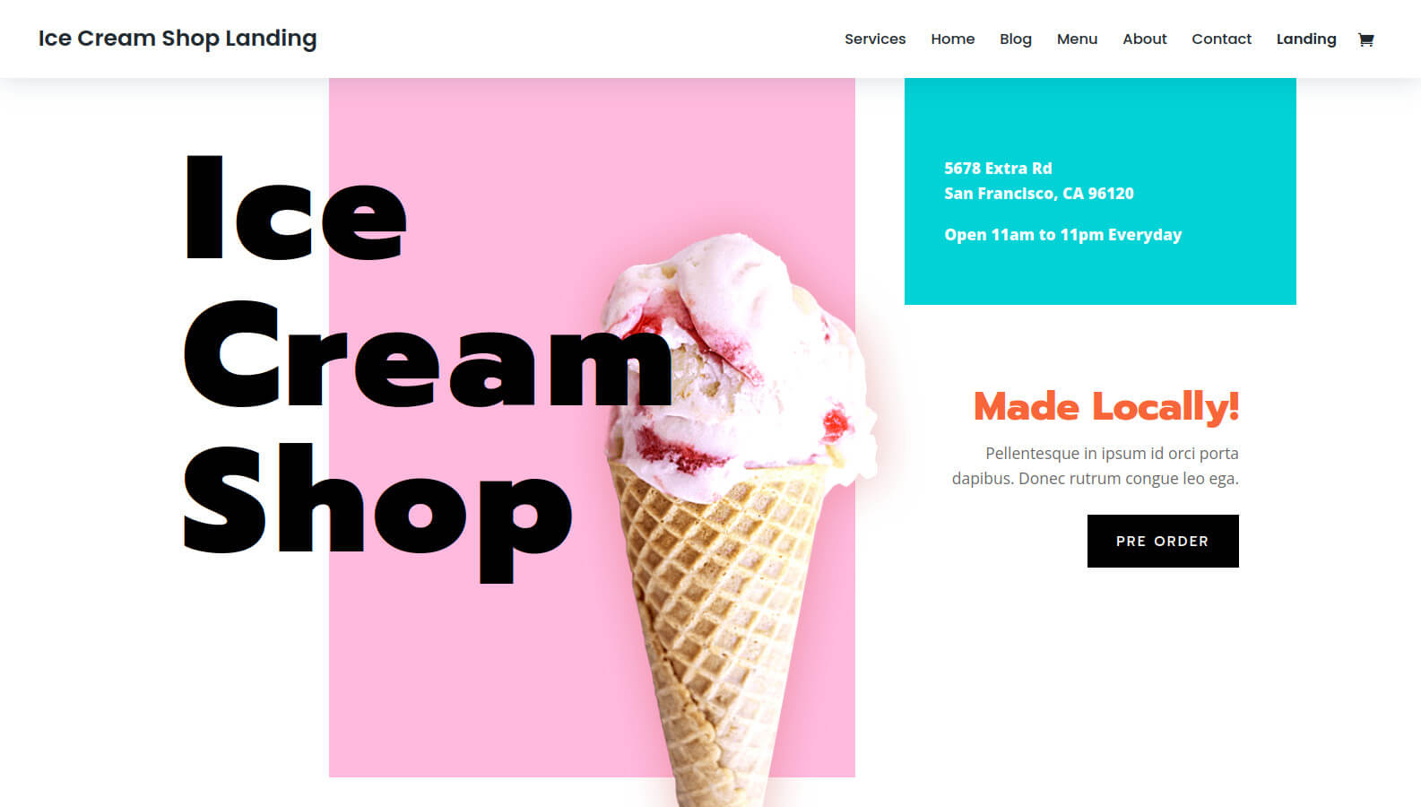 Ice cream shop website