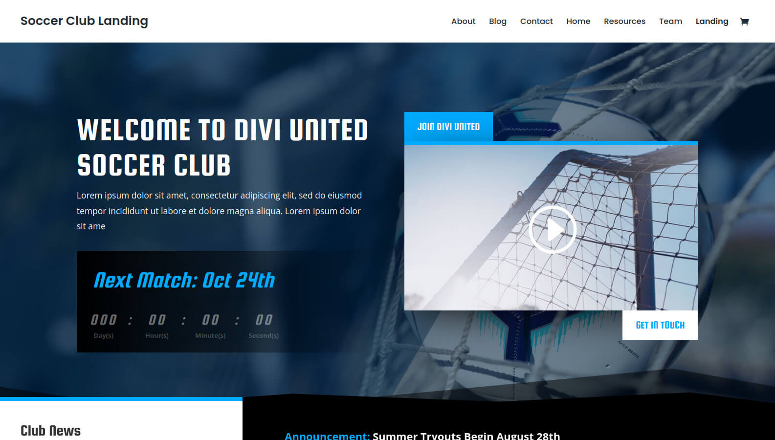 Soccer club website