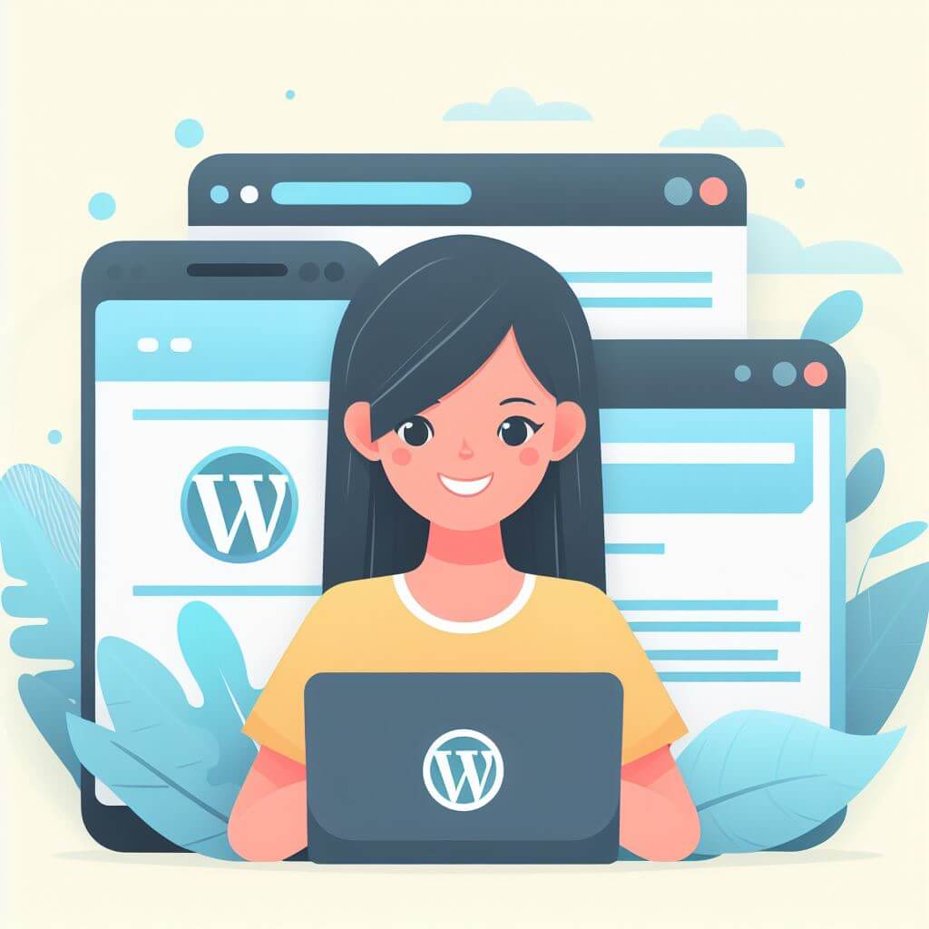 A girl is happy and excited to install WordPress plugins on her website